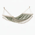 Amaca 200 x 80 cm in cotone verde salvia con frange stile boho