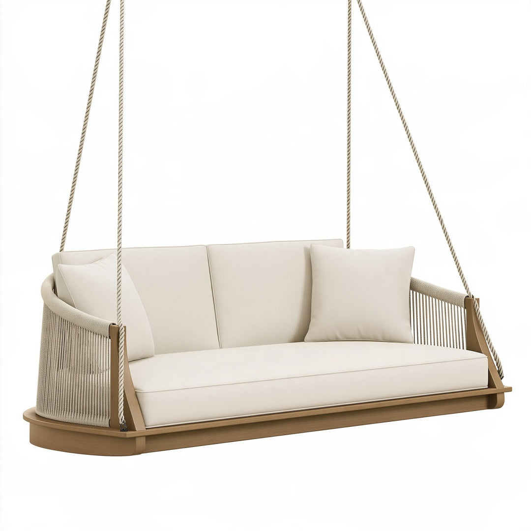 Dondolo sospeso 180 x 75 x 65 cm in legno beige per esterno stile moderno