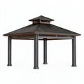 Gazebo da giardino 400 x 300 x 300 cm in metallo grigio antracite con tetto rigido ventilato