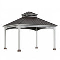 Gazebo da giardino 300 x 300 x 290 cm in metallo grigio e nero - tetto ventilato