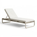 Lettino prendisole 200 x 70 x 85 cm in metallo beige con schienale reclinabile per esterno