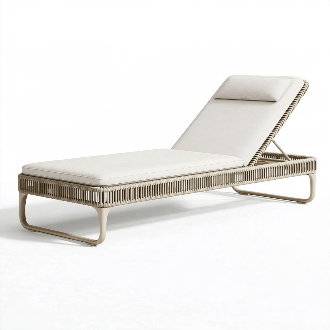 Lettino prendisole 200 x 70 cm in alluminio e corda beige reclinabile da esterno