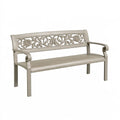 Panca da giardino 120 x 60 x 90 cm in metallo beige con schienale floreale classico