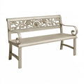 Panca da giardino 150 x 62 x 90 cm in metallo beige stile floreale