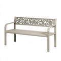 Panca da giardino 120 x 60 x 90 cm in metallo beige con schienale floreale