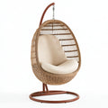 Poltrona sospesa 105 x 95 x 195 cm in fibra intrecciata beige con struttura in metallo per interni