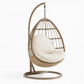 Poltrona sospesa da giardino 105 x 105 x 195 cm in metallo e fibra intrecciata marrone con supporto