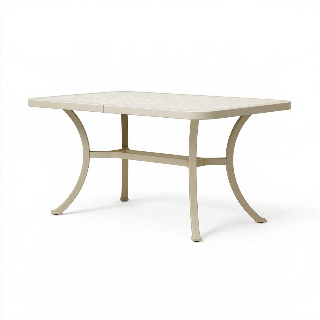 Tavolo da giardino 150 x 90 x 72 cm in metallo beige - rettangolare con piano decorato