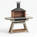 Barbecue da giardino 160 x 75 x 210 cm in acciaio e mattoni rosso nero - griglia in stile rustico