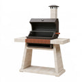 Barbecue da giardino 140 x 70 x 210 cm in metallo e pietra beige marrone con camino